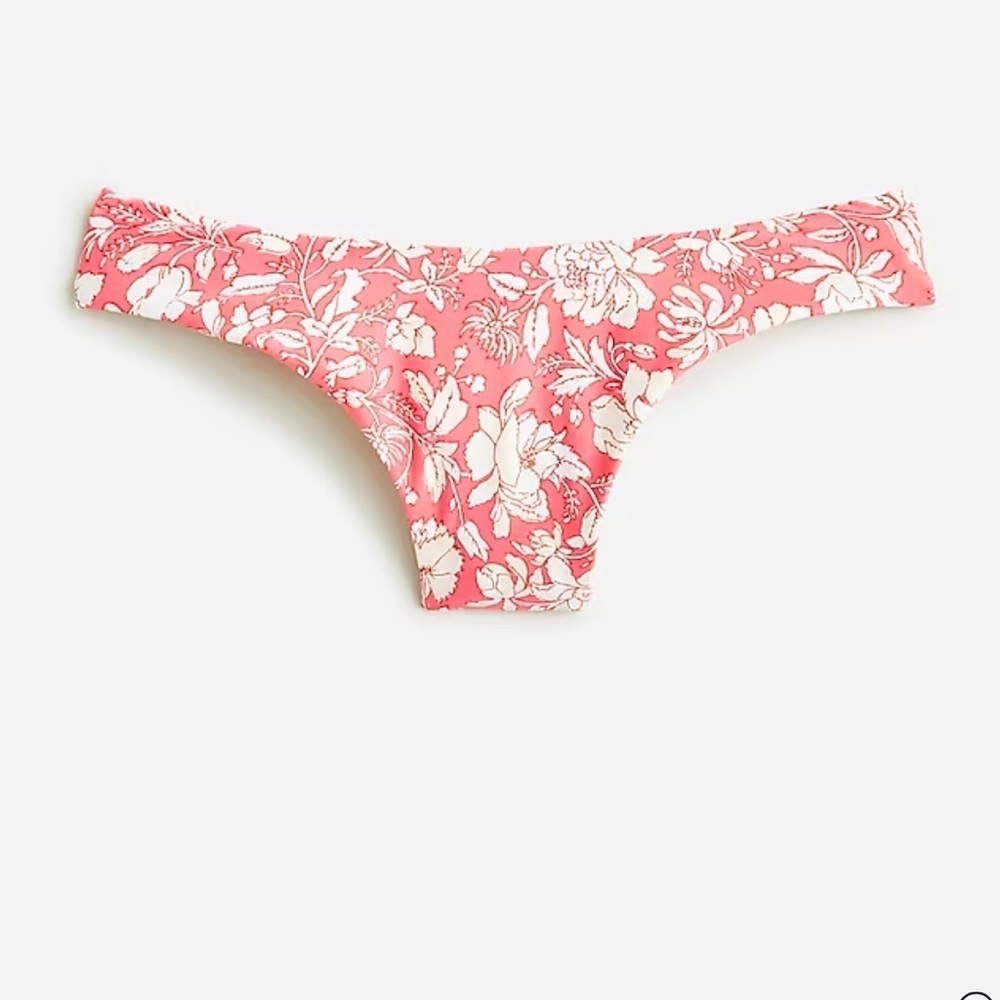 J.Crew Curved Waist Cheeky Bikini Bottom in Tossed Floral Size Large Pink